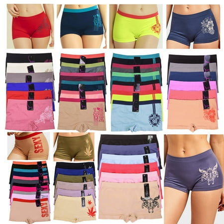 12 Sexy Love Seamless Boyshort Panties Women Underwear Brief Boy Shorts One