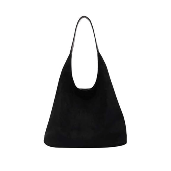 Black Faux Suede Tote Bag For Women Large Capacity Work Handbag With Reinforced Strap, Roomy Compartment For Office, Shopping, Travel 14.17X12.2X5.12In 1.32Lb