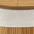 thumbnail image 3 of Bouclair Natural Round Bamboo Hamper with Lining and Faux Leather Handles, 3 of 7