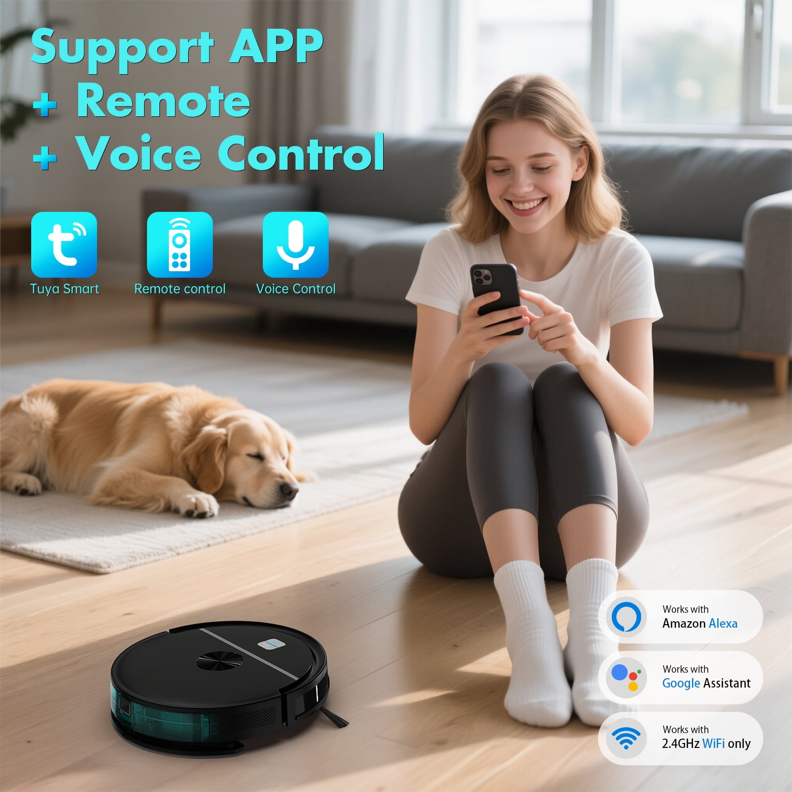 OMESER Robot Vacuum Cleaner, 3500Pa for Pet Hair & Multi-Surface, Alexa/Google/Remote