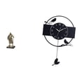 thumbnail image 1 of Figura de escritorio,Estatua de caballero,artesanía artística,coleccionable,escritorio,oficina,Reloj de pared,Reloj de pared colgante con forma de pájaro,de acrílico negro.,Reloj de pared, 1 of 8