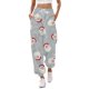 thumbnail image 1 of Gibobby pantalones de mujer Pantalones casuales de calle con estampado de combinación de telas navideñas para mujer con cintura elástica y pantalones deportivos con cordón en el tobillo (Gris, XL), 1 of 3
