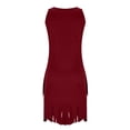 thumbnail image 5 of Ohufall Womens Sleeveless Dresses Slim Fit Trendy V-Neck Dresses Ruched Stretch Fringe Trim Mini Dresses, 5 of 7