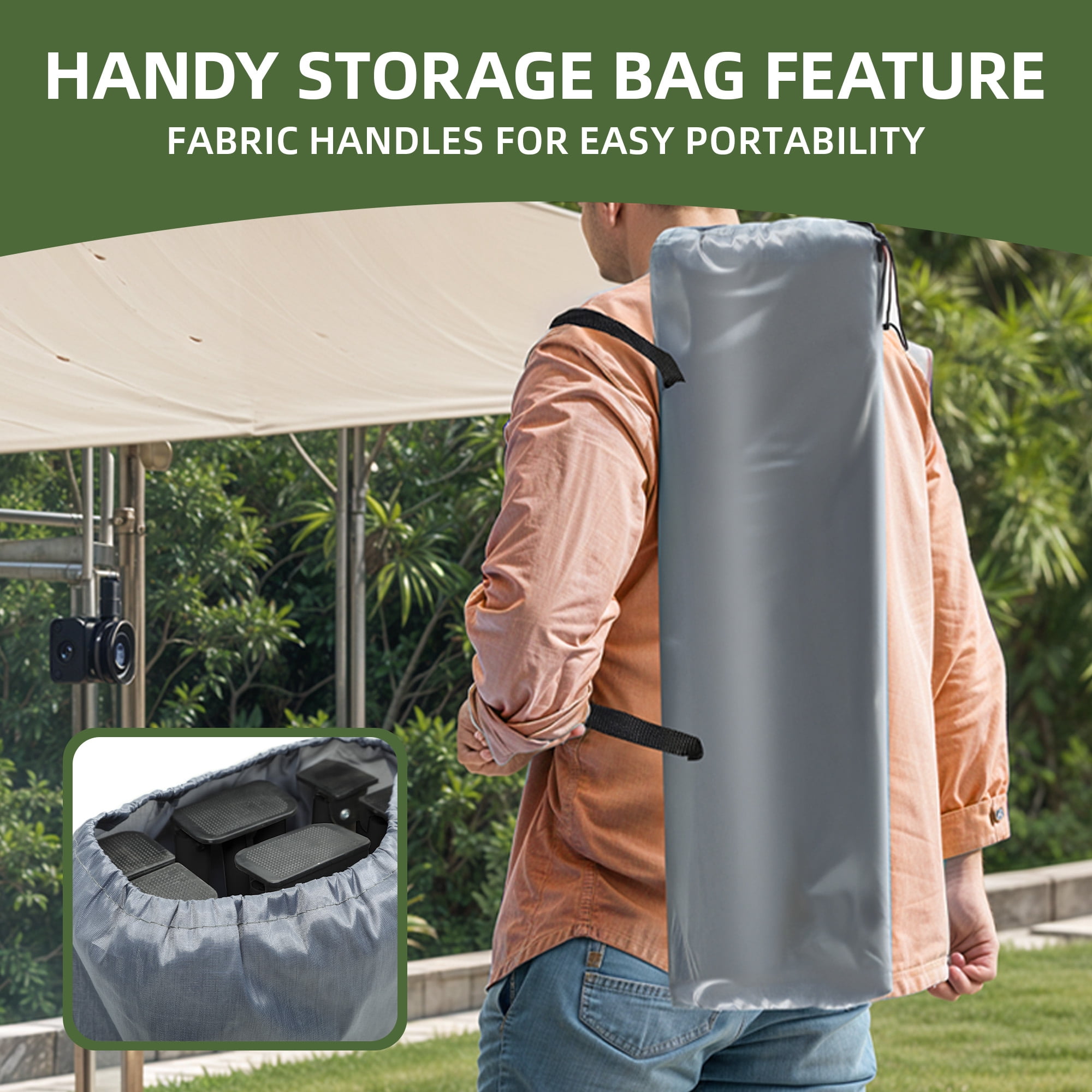 Uforic Folding Camping Cot with Mattress & Carry Bag, 575 Lb Capacity, 1200D Oxford, Navy Blue