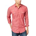 thumbnail image 1 of INC Camisa con botones de cambray texturizada para hombre, rojo, mediano, 1 of 1