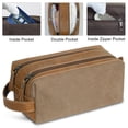 thumbnail image 5 of Mens Toiletry Travel Bag Hanging Dopp Kit Canvas Shaving Kit Toiletries Organizer for Grooming Travel Essentials, Gifts for Men & Women, Brown, 5 of 8