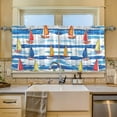 thumbnail image 2 of Yayeee Kitchen Curtains Tier Set of 2 Light Filtering 57"x24" Over Sink Window Panels, Orange Sailboats, 2 of 7