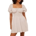 thumbnail image 1 of Honganda Robe Ligne A à Manches Courtes pour Femmes Robe d'Été Décontractée Col Carré Robe de Soirée Mode Urbaine de Plage, 1 of 8