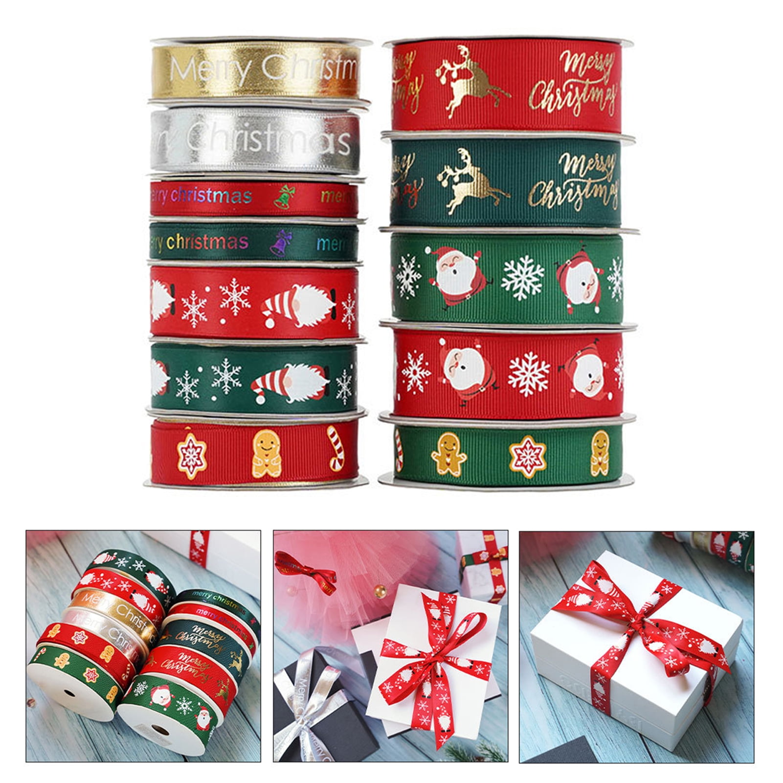 Zues Christmas Ribbon Cartoon Clear Print Stain Double-sided