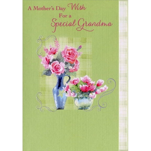 Designer Greetings Pink Flowers, 2 Vases: Grandma Mother's Day Card