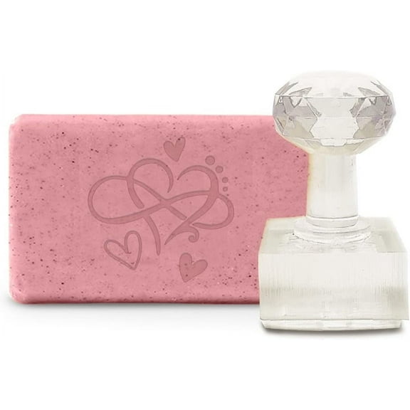 Handmade Soap Stamp Heart Acrylic Soap Stamp with 1.57" Removable Handle Embossing Soap Stamps Soap Making for Cookie Clay Pottery Biscuits Gummier DIY Arts Crafts