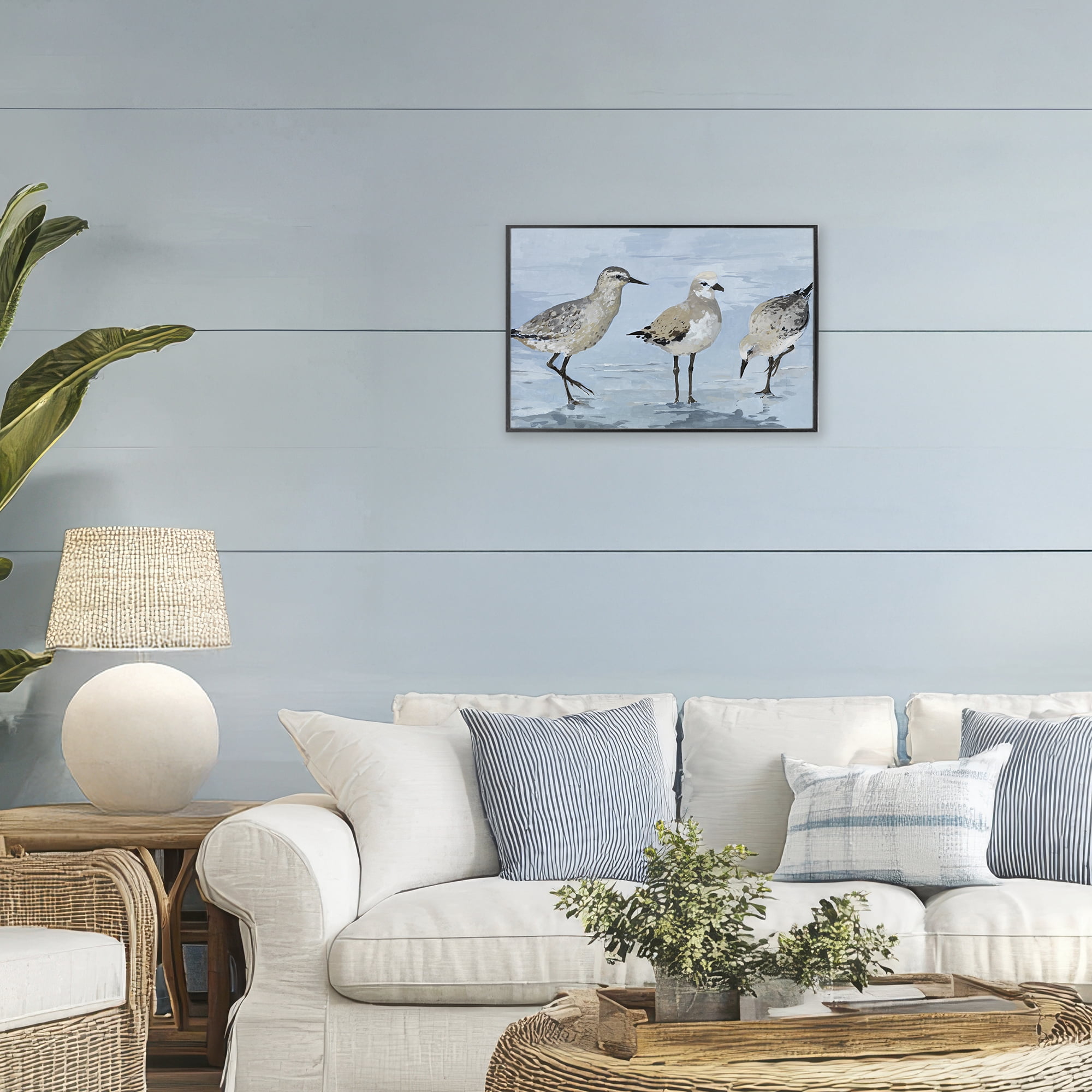 Stupell Industries Sandpipers Beach Coastal Scene Black Framed Giclee Art, design by Lorenzo Collective