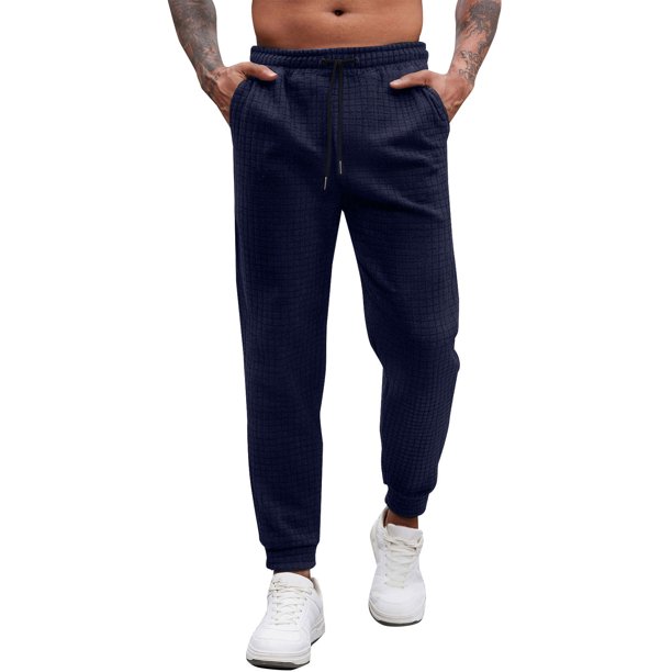 Pantalones largos para hombre, informales, de moda, con cintura elástica, lisos, largos y elásticos, de poliéster