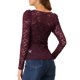 thumbnail image 3 of INSPIRAR CHIC Blusas de Encaje Floral Semitransparentes de Manga Larga con Volantes para Mujeres XS Burdeos, 3 of 7