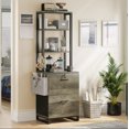 thumbnail image 7 of 2 Drawer File Cabinet with Lock, Filing Cabinet fits Letter, Legal, A4 Size, Hanging File Folders, File Cabinets for Home Office with Adjustable Storage Shelf and Hook, Oak Grey, 7 of 7