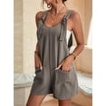 thumbnail image 3 of Women'S Summer Fashionable Short Jumpsuits, Casual Sleeveless Jumpsuits with Pockets Light Brown L, 3 of 7