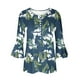 thumbnail image 5 of Blusa de verano para mujer con estampado de pliegues sexy y mangas 3/4 con cuello en V y botones OAVQHLG3B Store  lin121212, 5 of 5