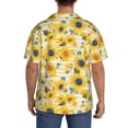 thumbnail image 3 of Lsque Blue Floral Sunflower print Men's Cuban Collar Short Sleeve Shirt Summer Beachwear Casual Button Down Fashionable Vacation Leisure Shirt-3X-Large, 3 of 7