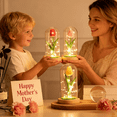 thumbnail image 4 of FTCBJJA Preserved Artificial Tulip in Glass Dome with LED Lights, Handmade Flower Accent Light with Glass, Perfect Gift for Mom,Women&Wife, Romantic Home Decor, Red, 4 of 5