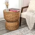 thumbnail image 3 of happimess SAT1000A Bhola 18" Hourglass Handwoven Hyacinth Storage Accent Table with Lid, Natural, 3 of 9
