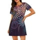 thumbnail image 1 of Fotbe Fireworks2 Bata de Dormir para Mujer con Estampado, Camisón de Algodón de Manga Corta, Ropa de Dormir Casual, 1 of 6