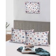 thumbnail image 4 of Independence Day Queen Pillow Cases Set of 2 - Microfiber Bed Throw Pillow Covers, Red Blue Star Firework Wooden Grain Decorative Lumbar Pillow Cover with Envelope Closure for Sofa/Travel 20"x30", 4 of 6