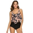 thumbnail image 2 of Women Swimwear, Two Piece Bathing Suits Ruffled Flounce Top with High Waisted Bottom Bikini Set (Orange Floral, M Size), 2 of 7