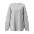 thumbnail image 4 of Women's Solid Color Crewneck Sweatshirt, Soft Long Sleeve Pullover Top for Fall Winter, Casual Comfortable Daily Wear Loungewear, All Season Basic Wardrobe Essential for Women White XXL, 4 of 4