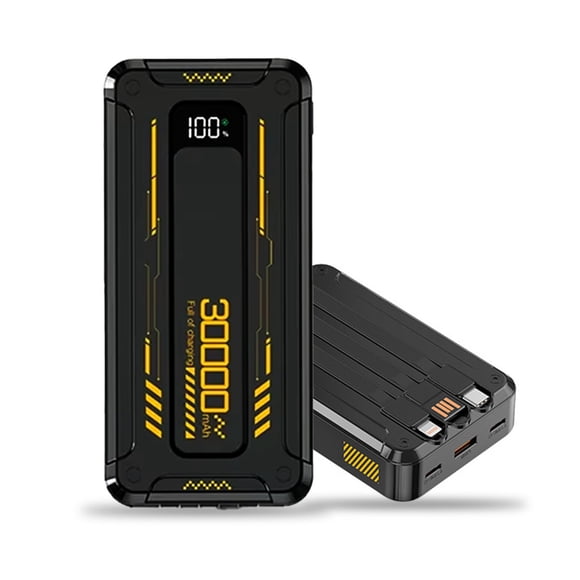 Power Bank Pila Batería Recargable Kimhi Carga Super Rapida 30,000mah Portatil Con 3 Cables 1 Puerto Usb 1 Puerto Tipo C Cargador Para Celular Tablet Banco De Energia Pantalla Led 1pz
