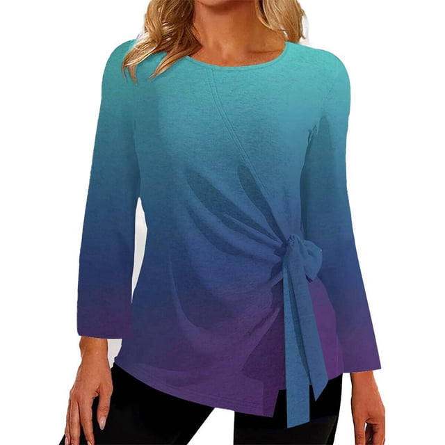 Heiheiup Robes pour Femmes 2024 Automne/hiver Dames Imprimé Ample Col Rond Manches Longues