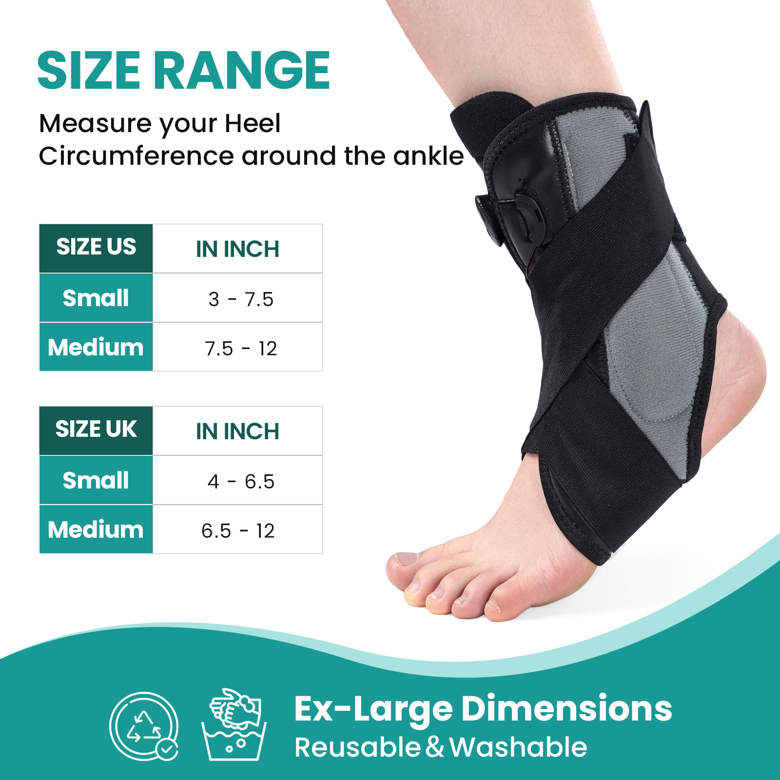 Bukihome Ankle Brace for Women & Men - Maximum Support for Sprained Ankle Injury Recovery with Detachable Aluminum Plate Elastic Adjustable Lace Up Ankle Support for Running Basketball (Small)