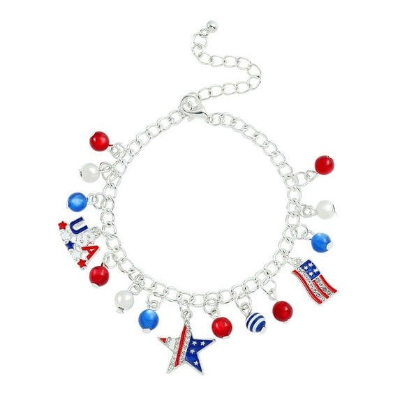 Patriotic Stackable Bracelets - Red White Blue Beaded Bracelets for 4th of July Independence Day Accessories