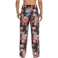 thumbnail image 3 of Uemuo Rose Flowers Pattern Men's Wide Leg Palazzo Lounge Pants with Pockets Light Weight Loose Comfy Casual Pajama Pants-, 3 of 9
