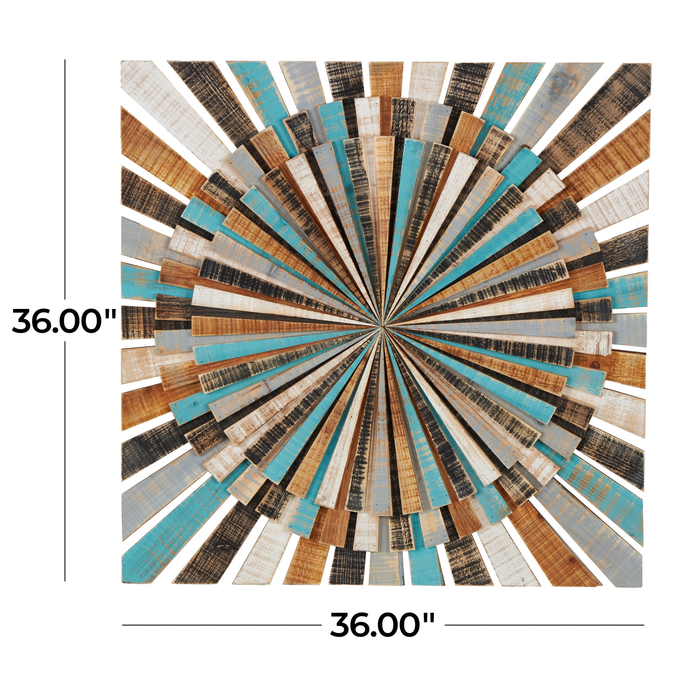DecMode Multi Colored Wood Handmade Carved Starburst Wall Decor