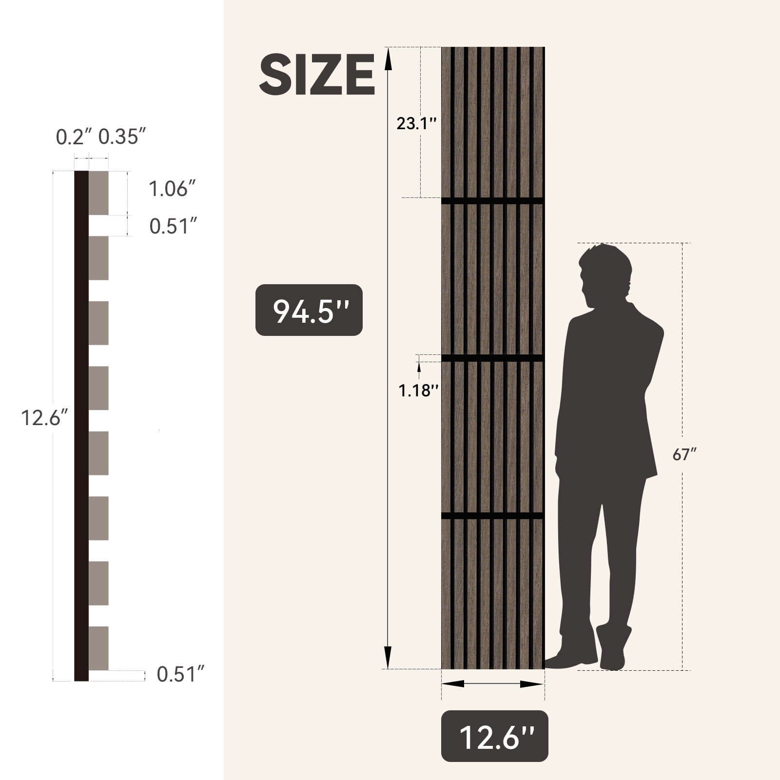 Upick Foldable Acoustic Wall Panels, 4 Pack 94.5" x 12.6" MDF Slat Wood Panels for Wall, Sound Absorbing Wall Panels for Interior Wall Decor, Dark Walnut