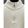 thumbnail image 6 of Men's Half Zip Knit Sweater with High Neck, Ribbed Long Sleeve Pullover, 6 of 8