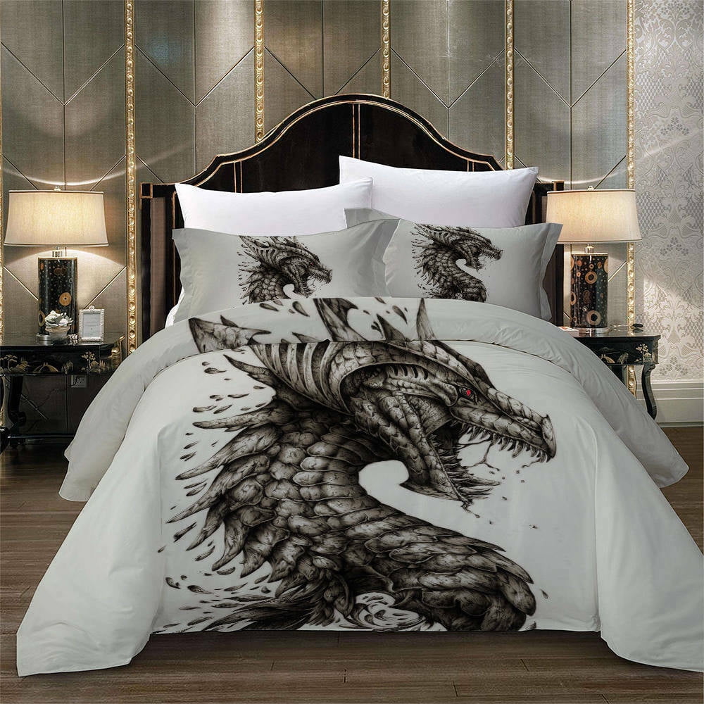 3D Purple Dinosaur Bedding Set Quilt Cover Flying Dragon Pillowcases Quilt Cover 