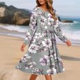 thumbnail image 4 of Enjoytime Casual Dresses for Women Floral Printed Crew Neck Long Sleeve Midi Dress Spring Flowy Vacation Dresses, 4 of 6