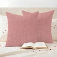 thumbnail image 3 of Vintage Peach Pink Outdoor Waterproof Pillow Covers, Farmhouse Retro Solid Color Linen Texture Decorative Square Throw Pillowcase Sofa Cushion Sham for Patio/Couch/Chair, 26"x26" 2 Pack, 3 of 8