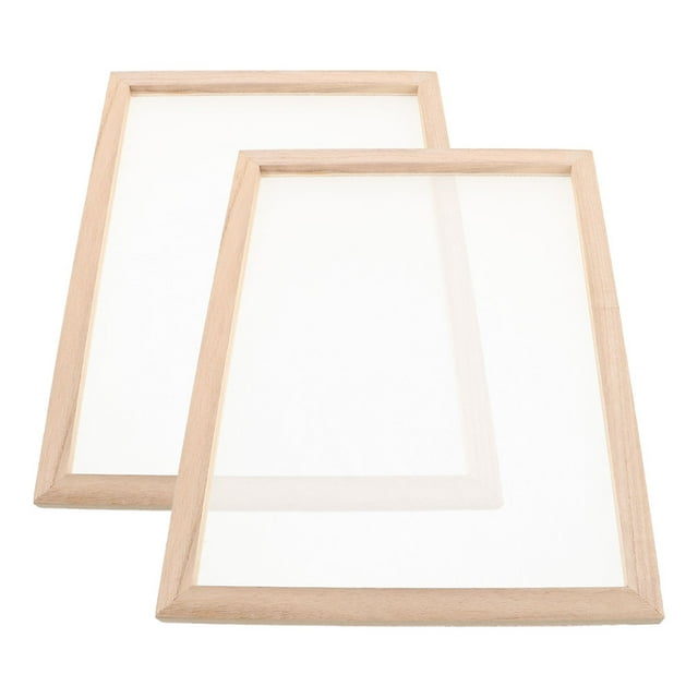 CTIRCHIU 2Pcs Wooden Paper Making Screen with Mesh for Traditional Papermaking Crafting Beige Frame