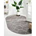 thumbnail image 3 of Unique Loom 3151520 4 x 6 ft. Geometric Trellis Frieze Oval Rug, Light Gray, 3 of 15