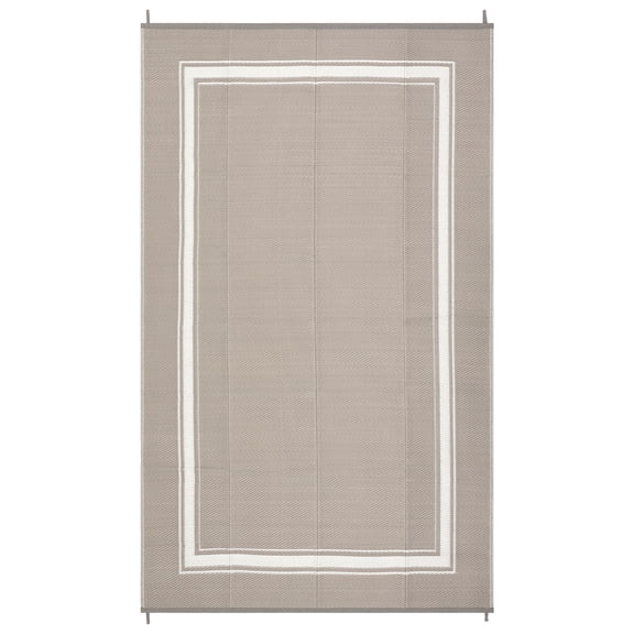 Nanan 9x18 Outdoor Rug, Waterproof & Sun-Resistant Plastic Patio Mat, Portable with Storage Bag, Reversible Washable Camping Rug for Deck, Yard, Balcony & Poolside, Gray