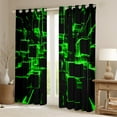 thumbnail image 2 of Erosebridal Green Plaid Curtains for Living Room,Futuristic Cubes 30%-50% Blackout Curtains Set of 2 (38x45),Curtains Pack of 2 (38x45),Buffalo Decoration, 2 of 6