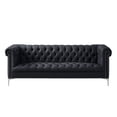 thumbnail image 4 of Oxford PU Leather Button Tufted with Silver Nailhead Trim Silver Metal Y-leg Sofa, Black, 4 of 5