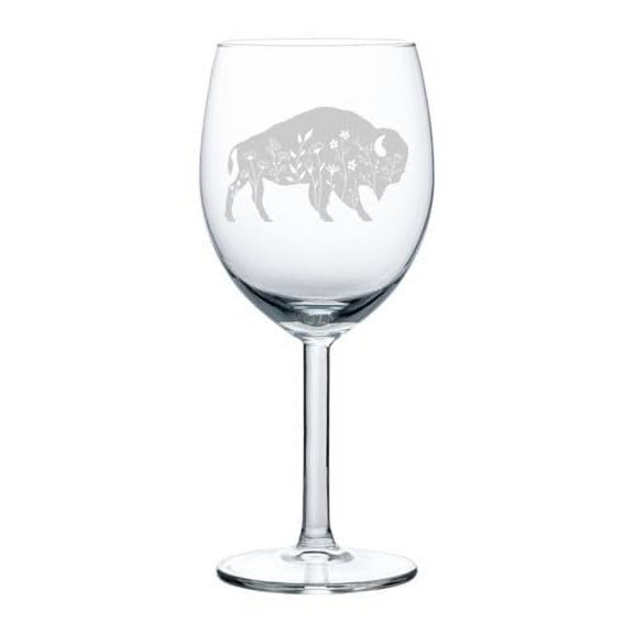 Wine Glass Goblet Gift Floral Buffalo (10 oz)