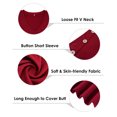 thumbnail image 6 of TIYOMI Ladies Plus Size 4X Wine Red Tops V Neck Blouses Short Sleeve Shirts Casual Summer Button Pullover 4XL 24W 26W, 6 of 7