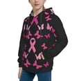 thumbnail image 2 of Balery Breast Cancer Pattern Boys Hoodie, Youth Pullover Hooded Sweatshirt, Kangaroo Pocket Hoodie for Kids Girls -Large, 2 of 6