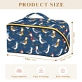thumbnail image 4 of FORMRS Makeup Bag Travel Cosmetic Organizer for Women Fold Flat Zipper Pouch with Handle, Blue Cartoon Birds Pattern, 4 of 8