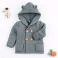 thumbnail image 4 of QUYUON Infant Baby Sweaters Cardigan Toddler Boys Girls Knitted Button up V-Neck Long Sleeve Hooded Jackets Outerwear Coats with Pockets Warm Thicken Hoodie Jacket Winter Sweater Gray 70, 4 of 7