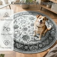 thumbnail image 2 of Cydiria Gray Round Persian Medallion Area Rug Floral Pattern Print Low-Pile Carpet for Living Room, 6' x 6', 2 of 8